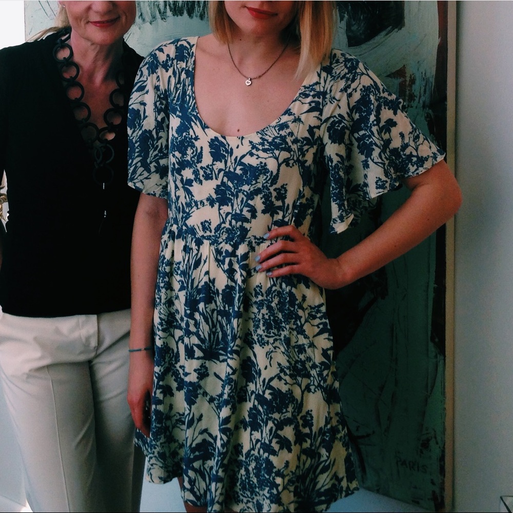 Blue and white floral Free People Dress